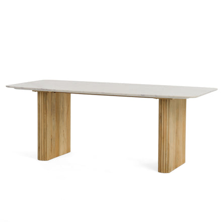 Cambridge White Marble & Mango Rectangular Dining Table - image 3