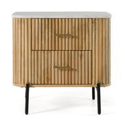 Cambridge White Marble & Mango 2 Drawer Nightstand - image 4