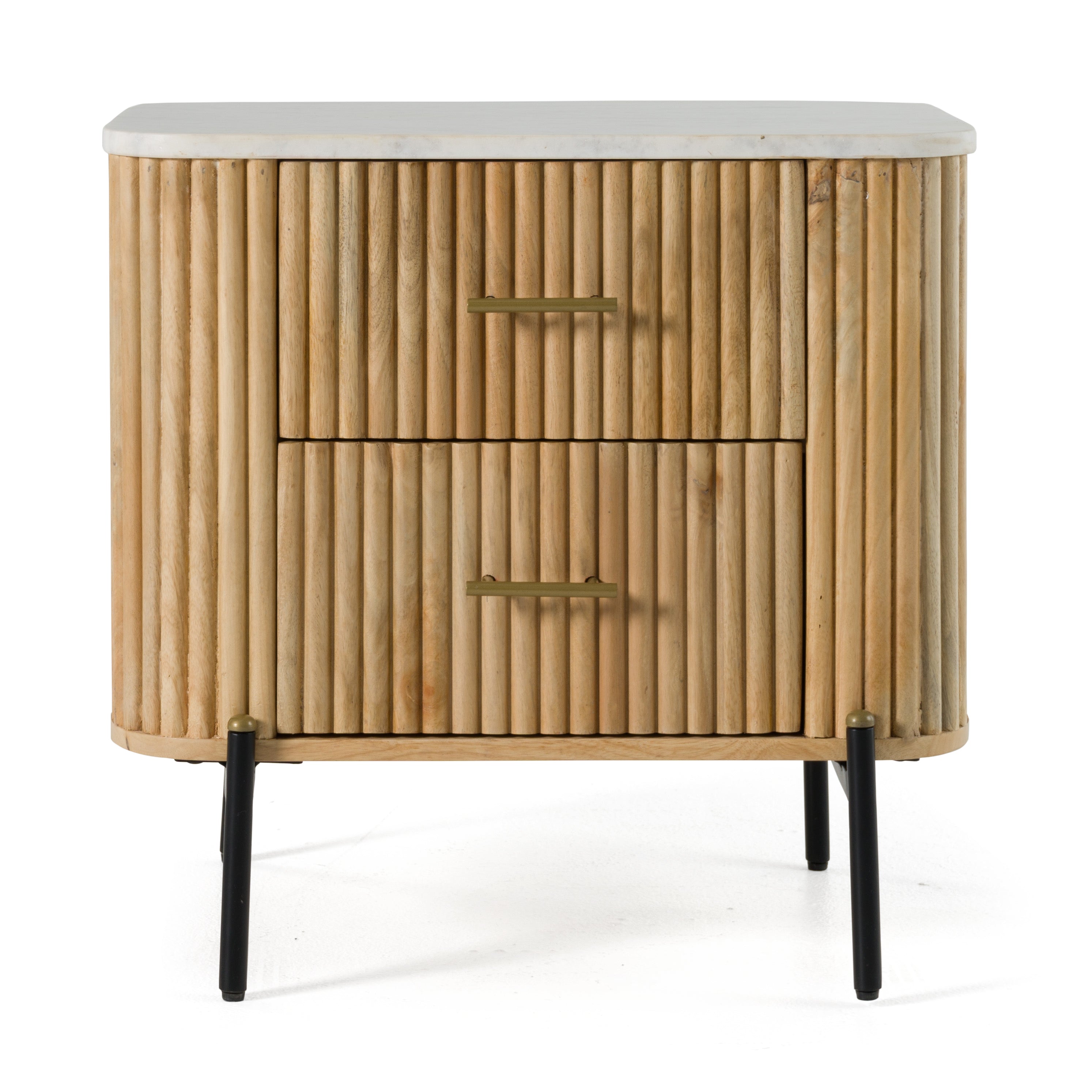 Cambridge White Marble & Mango 2 Drawer Nightstand - image 4