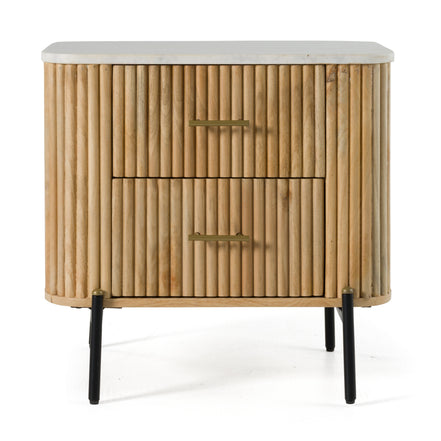 Cambridge White Marble & Mango 2 Drawer Nightstand - image 4