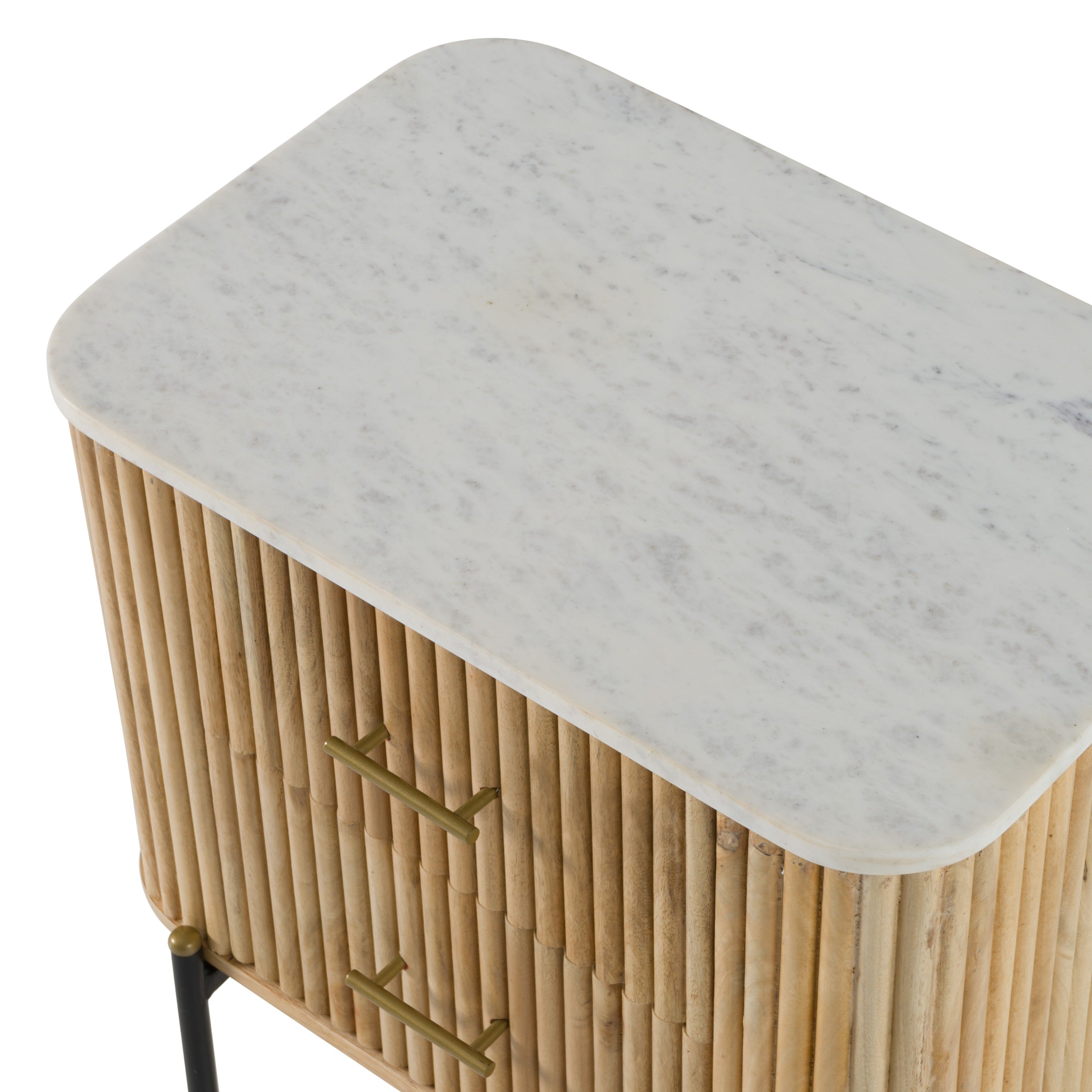 Cambridge White Marble & Mango 2 Drawer Nightstand - image 5
