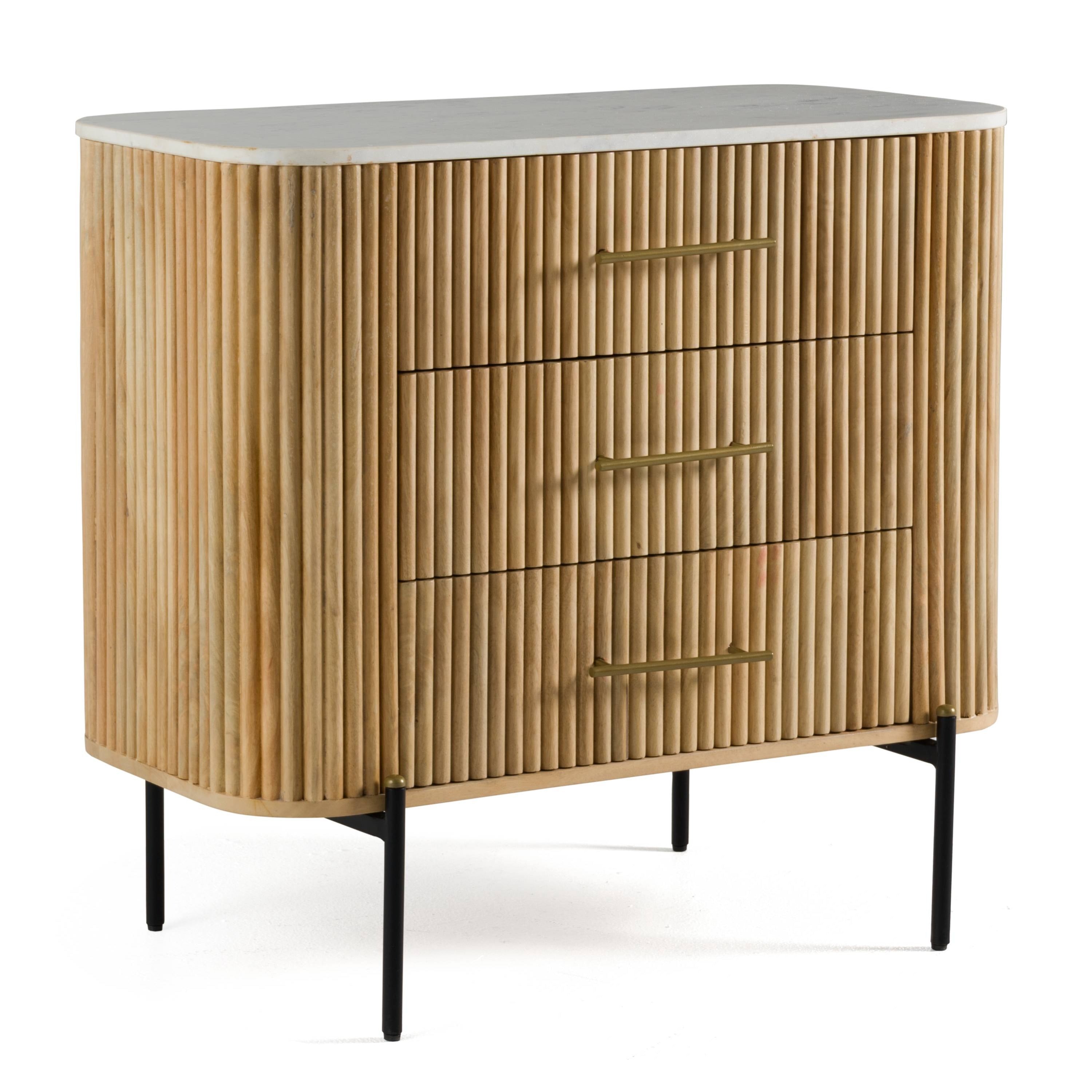 Cambridge White Marble & Mango 3 Drawer Dresser - image 4