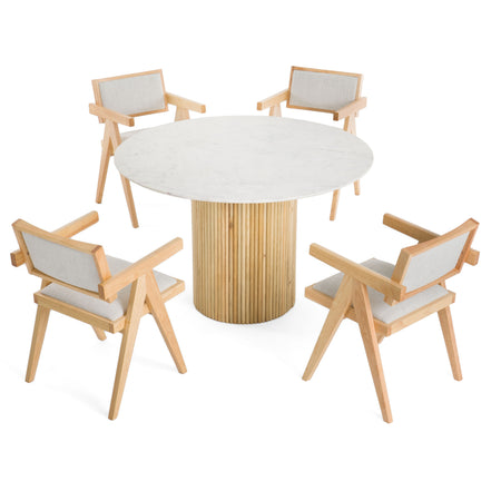 Cambridge White Marble & Mango Round Dining Table - image 4