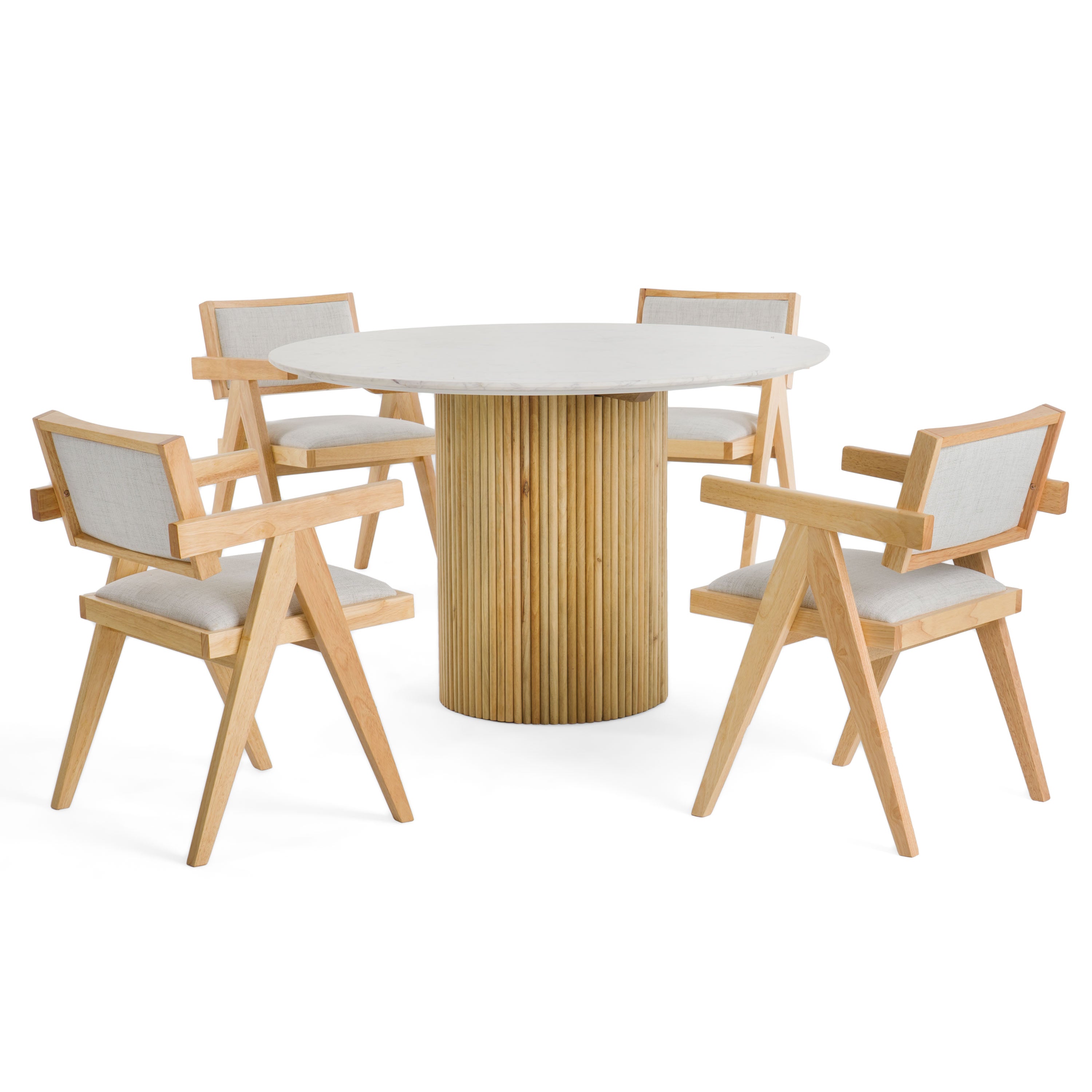 Cambridge White Marble & Mango Round Dining Table - image 5
