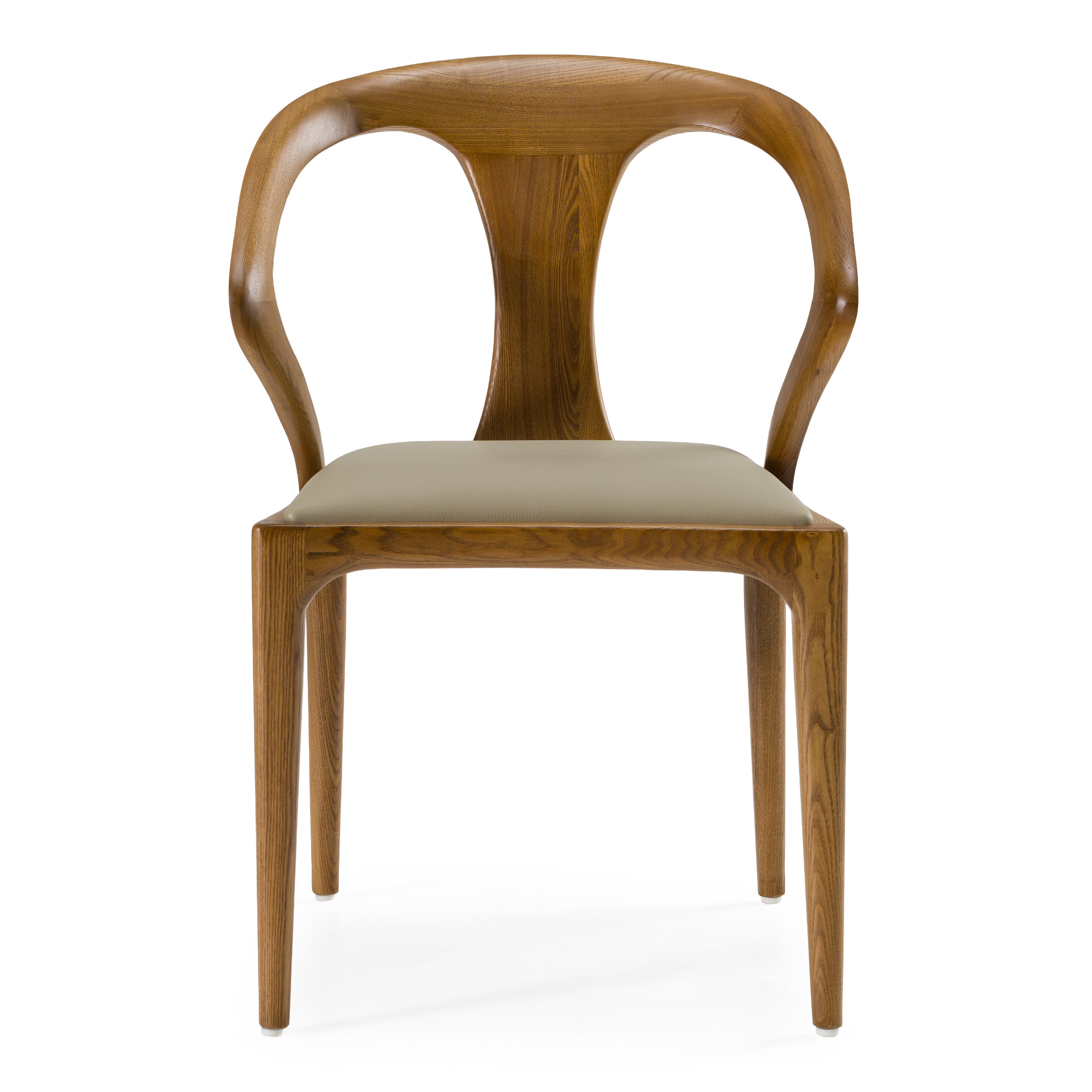 Campbell Mid-Century Modern Taupe Leatherette & Walnut Dining Chair - image 4