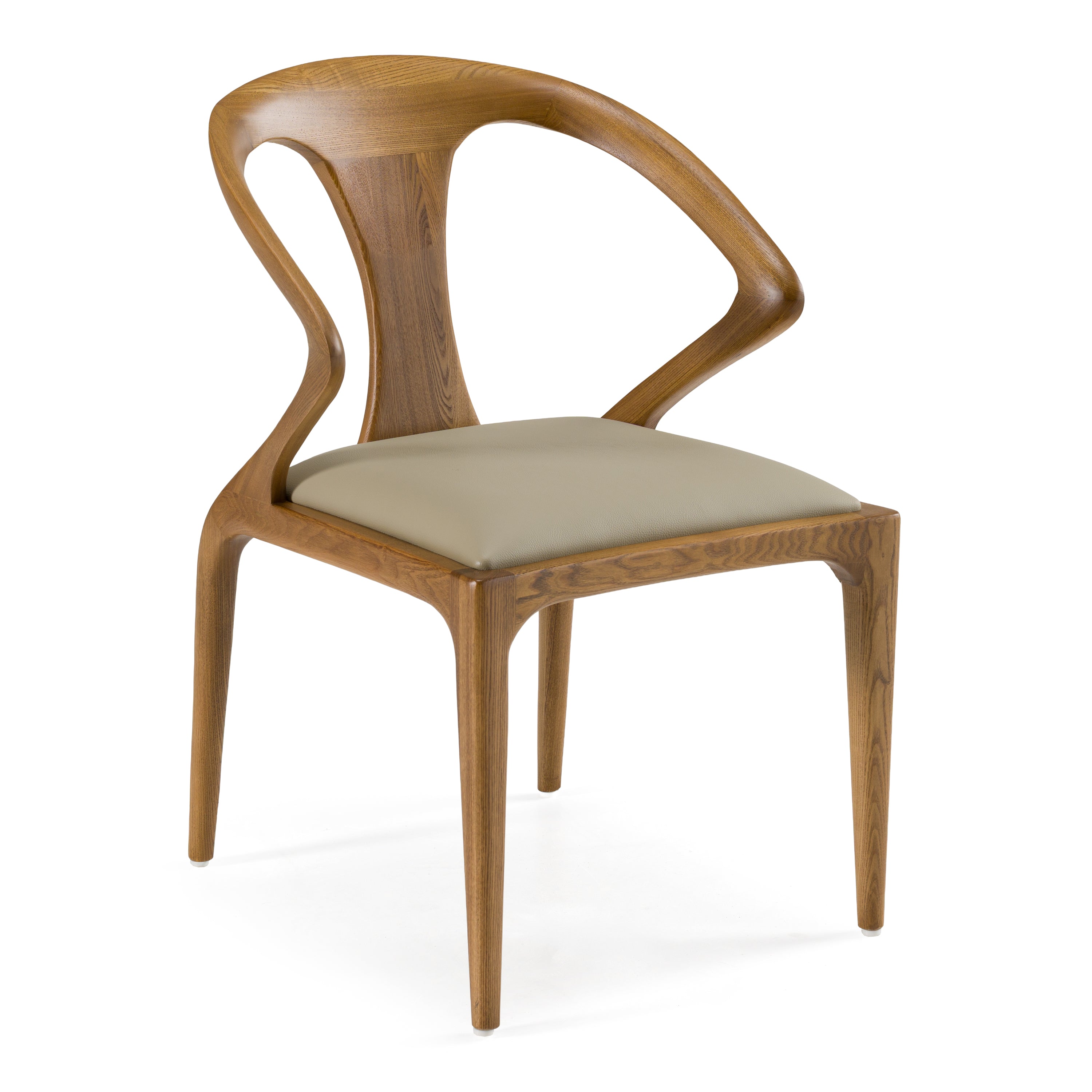 Campbell Mid-Century Modern Taupe Leatherette & Walnut Dining Chair - image 5