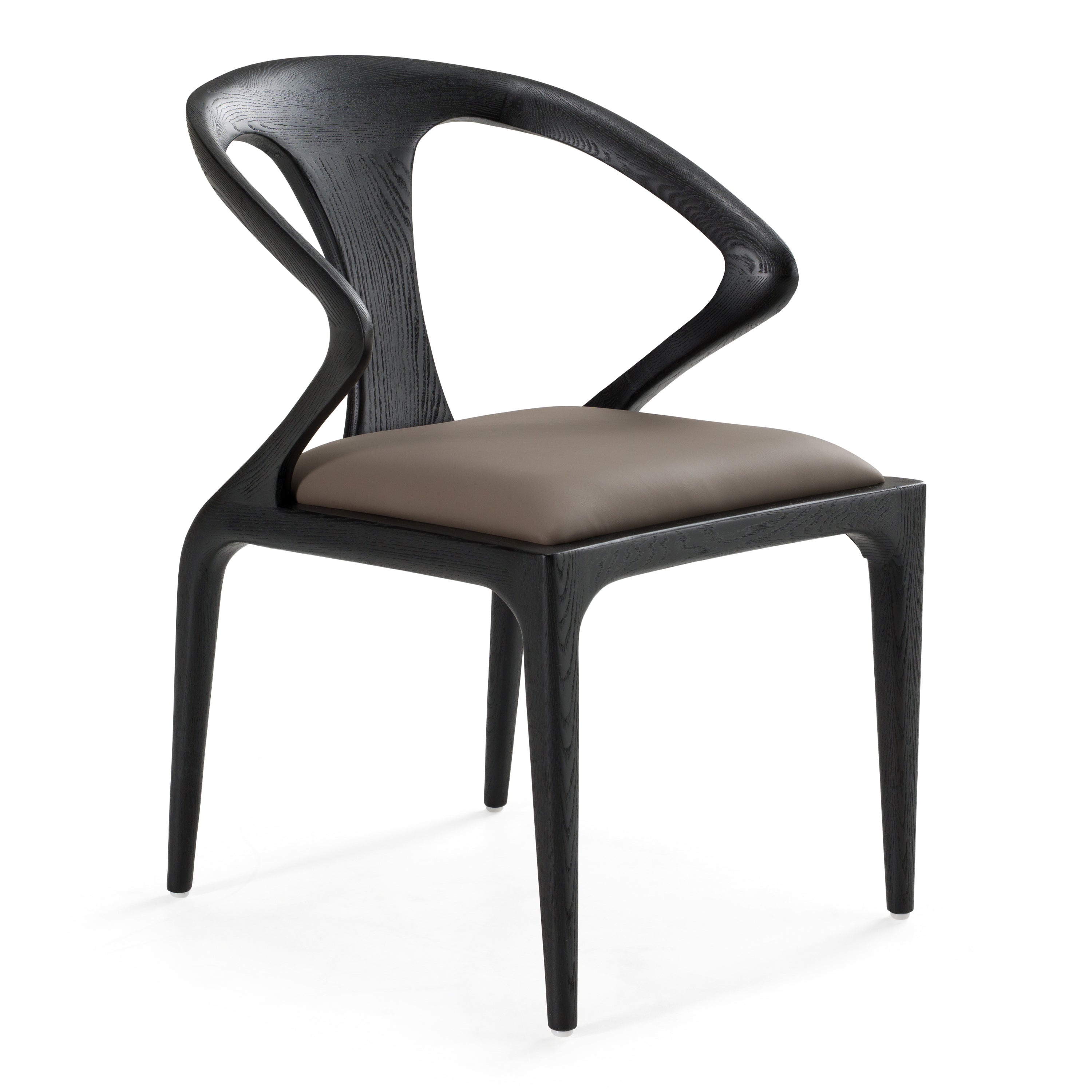 Campbell - Mid-Century Modern Grey Leatherette & Black Ash Dining Chair - image 3