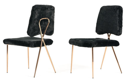 Candace - Modern Black Faux Fur Dining Chair (Set of 2) - image 4