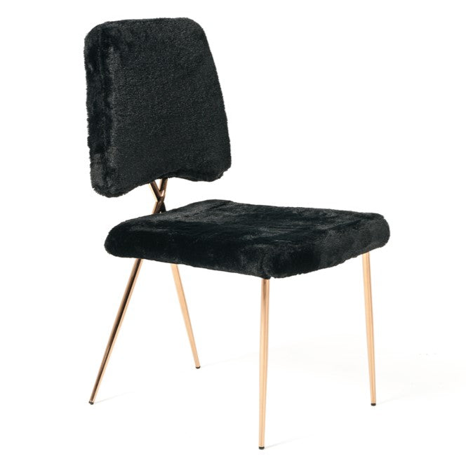 Candace - Modern Black Faux Fur Dining Chair (Set of 2) - image 3