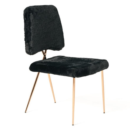 Candace - Modern Black Faux Fur Dining Chair (Set of 2) - image 3