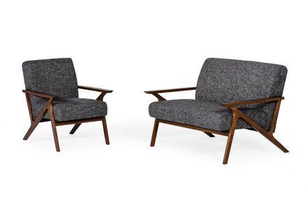 Candea - Mid-Century Walnut and Grey Accent Chair - image 3