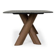 Carnaby - Modern Dark Grey Glass + Walnut Dining Table - image 2