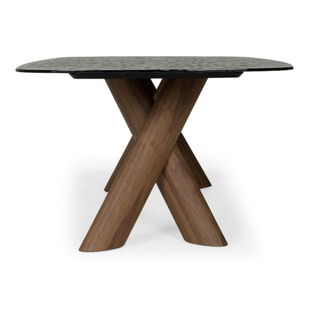 Carnaby - Modern Dark Grey Glass + Walnut Dining Table - image 2