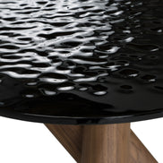 Carnaby - Modern Dark Grey Glass + Walnut Dining Table - image 3