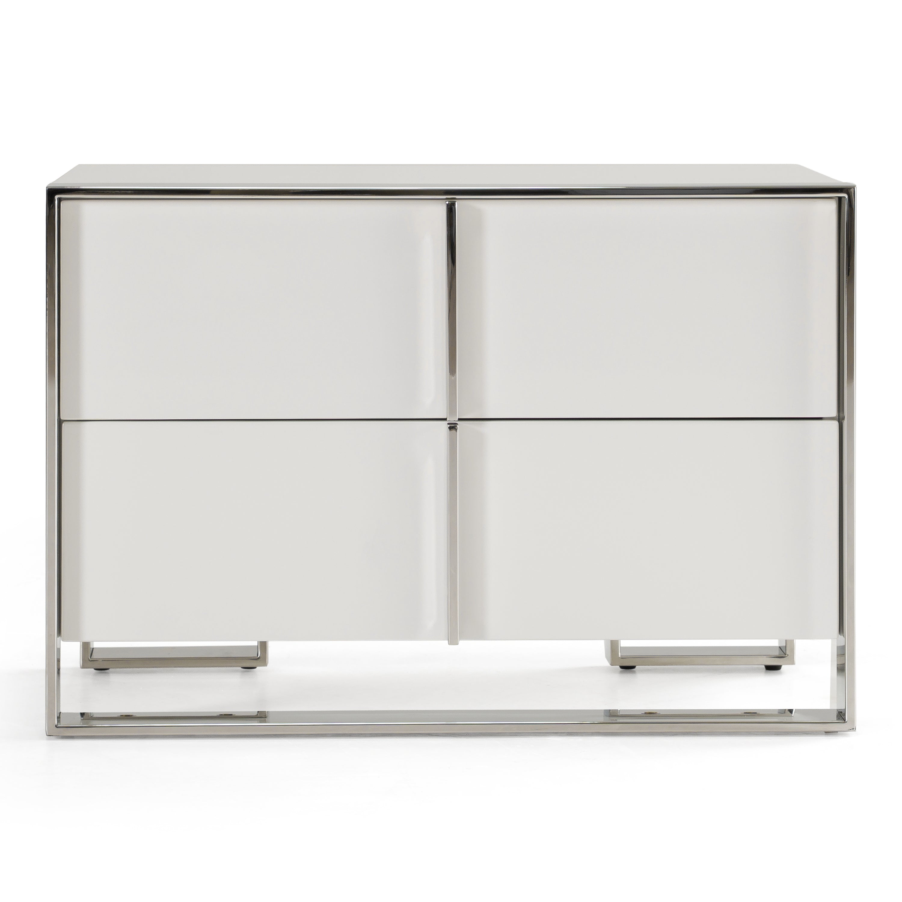 Cartier - Modern White + Stainless Steel Nightstand - image 4