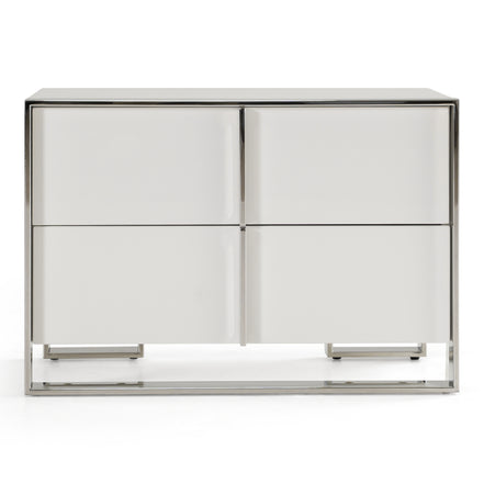 Cartier - Modern White + Stainless Steel Nightstand - image 4