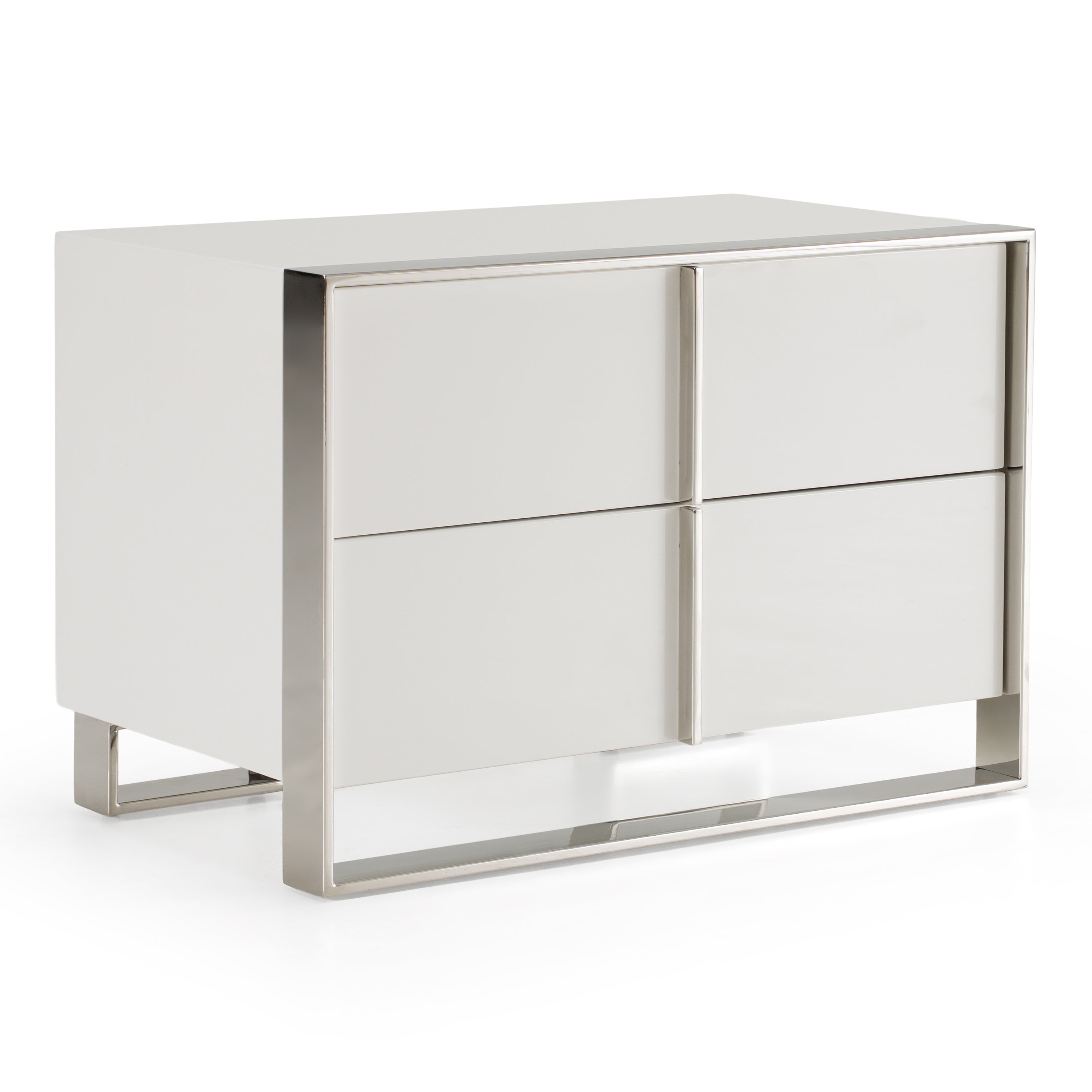 Cartier - Modern White + Stainless Steel Nightstand - image 5