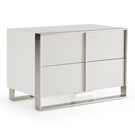 Cartier - Modern White + Stainless Steel Nightstand - image 5