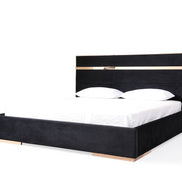 Cartier - Queen Modern Black + Rose Gold Bed + Nightstands
