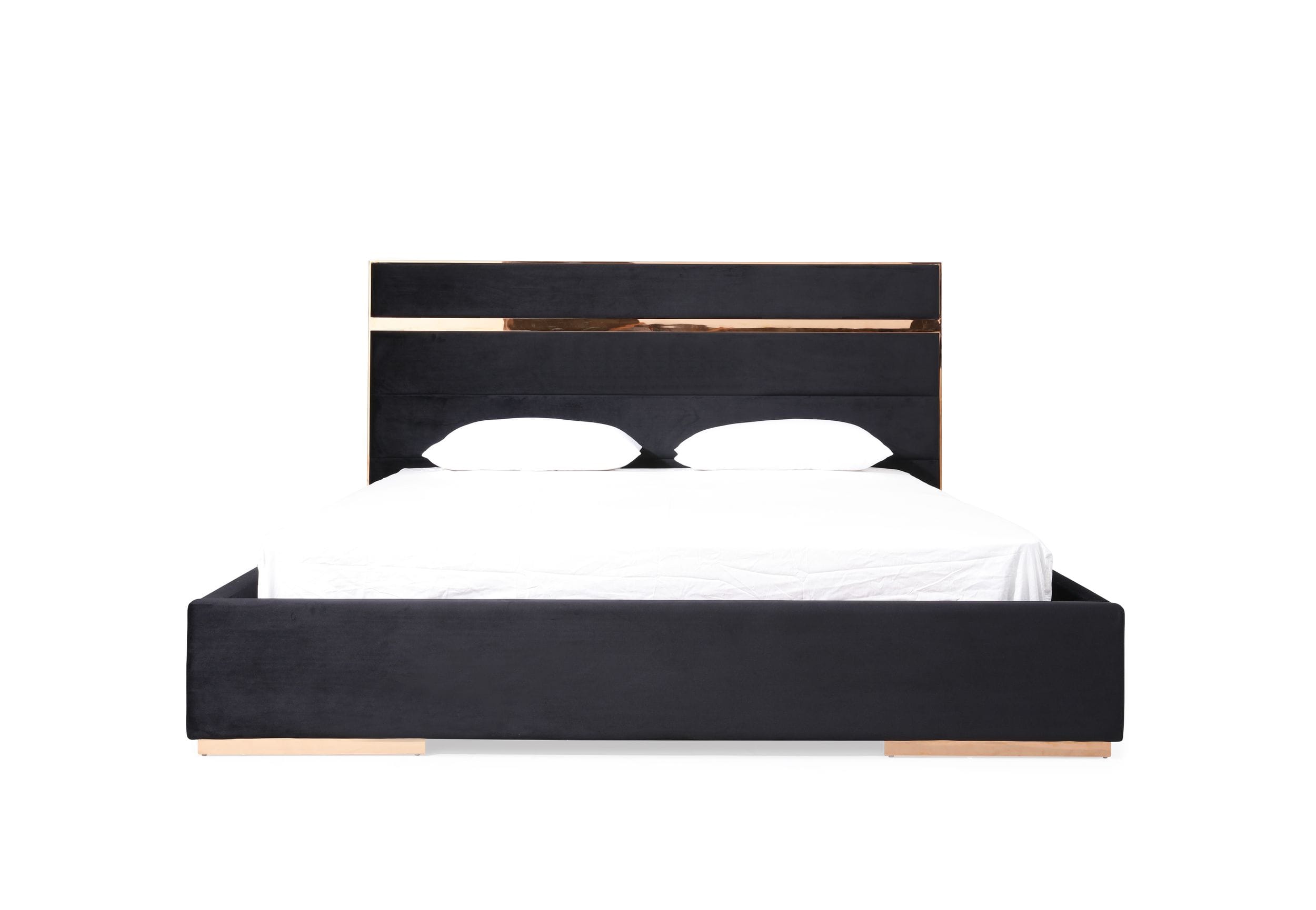 Cartier - Queen Modern Black + Rose Gold Bed + Nightstands - image 2