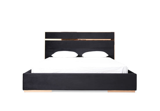 Cartier - Queen Modern Black + Rose Gold Bed + Nightstands - image 2