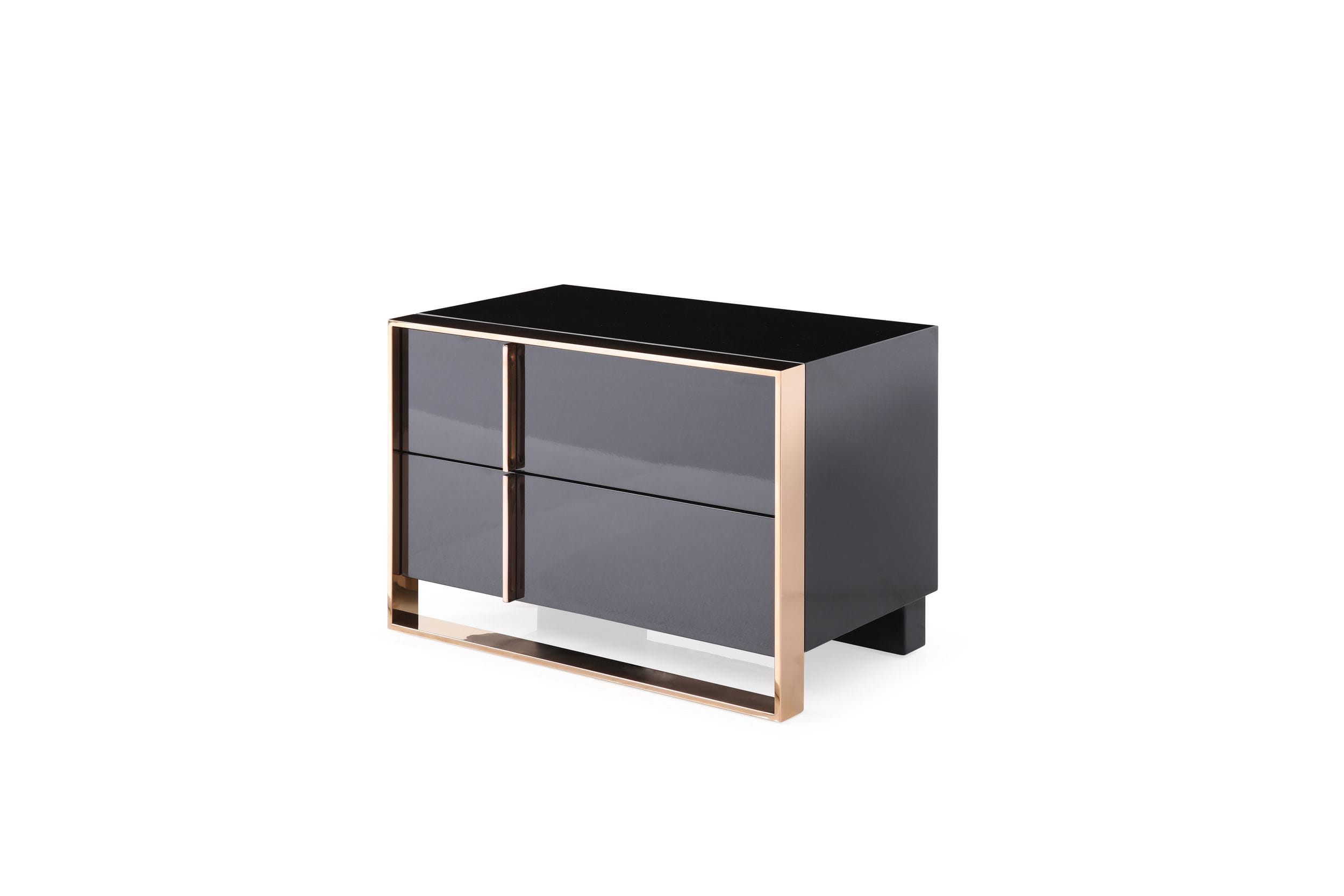 Cartier - Queen Modern Black + Rose Gold Bed + Nightstands - image 3