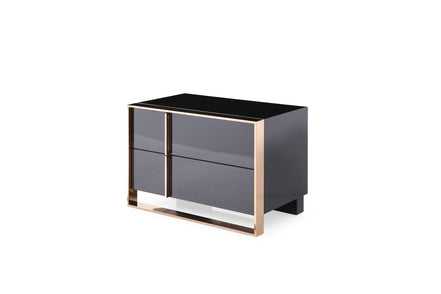 Cartier - Queen Modern Black + Rose Gold Bed + Nightstands - image 3