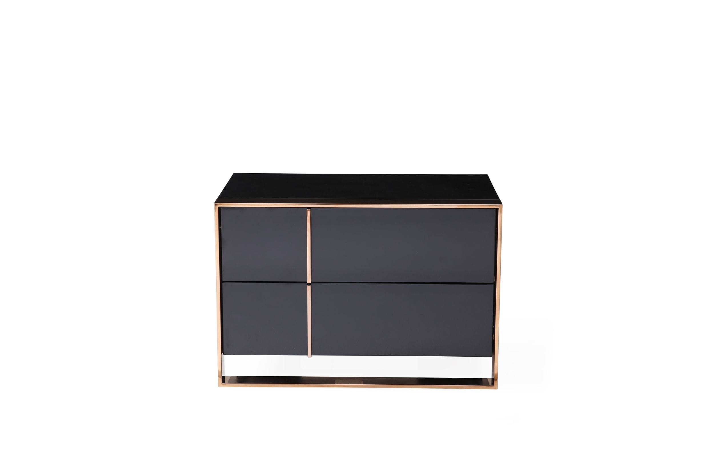 Cartier - Queen Modern Black + Rose Gold Bed + Nightstands - image 4