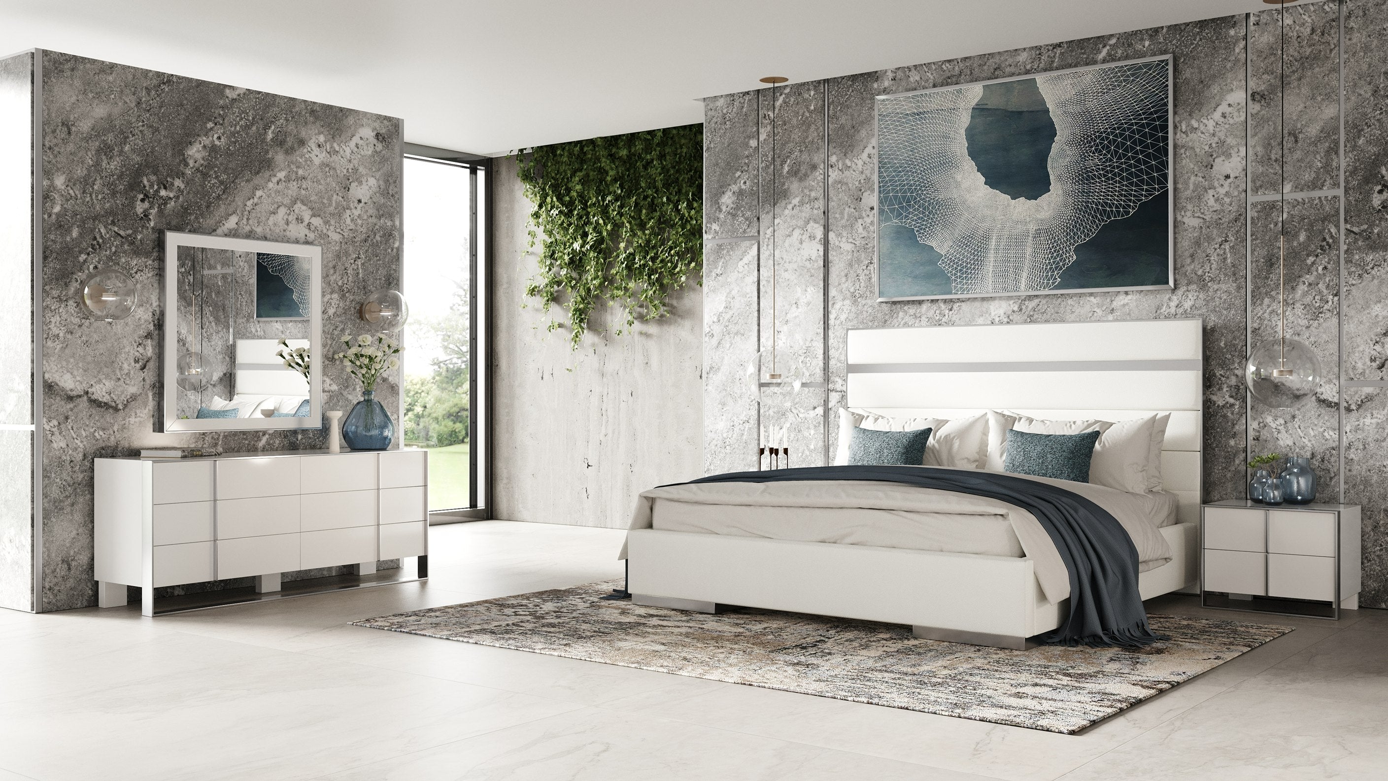 Cartier - Modern White + Stainless Steel Nightstand - image 3