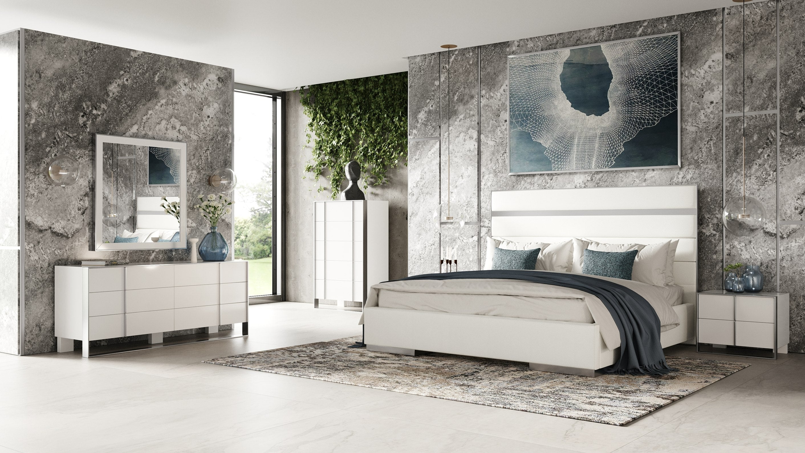 Cartier - Modern White + Stainless Steel Dresser - image 3