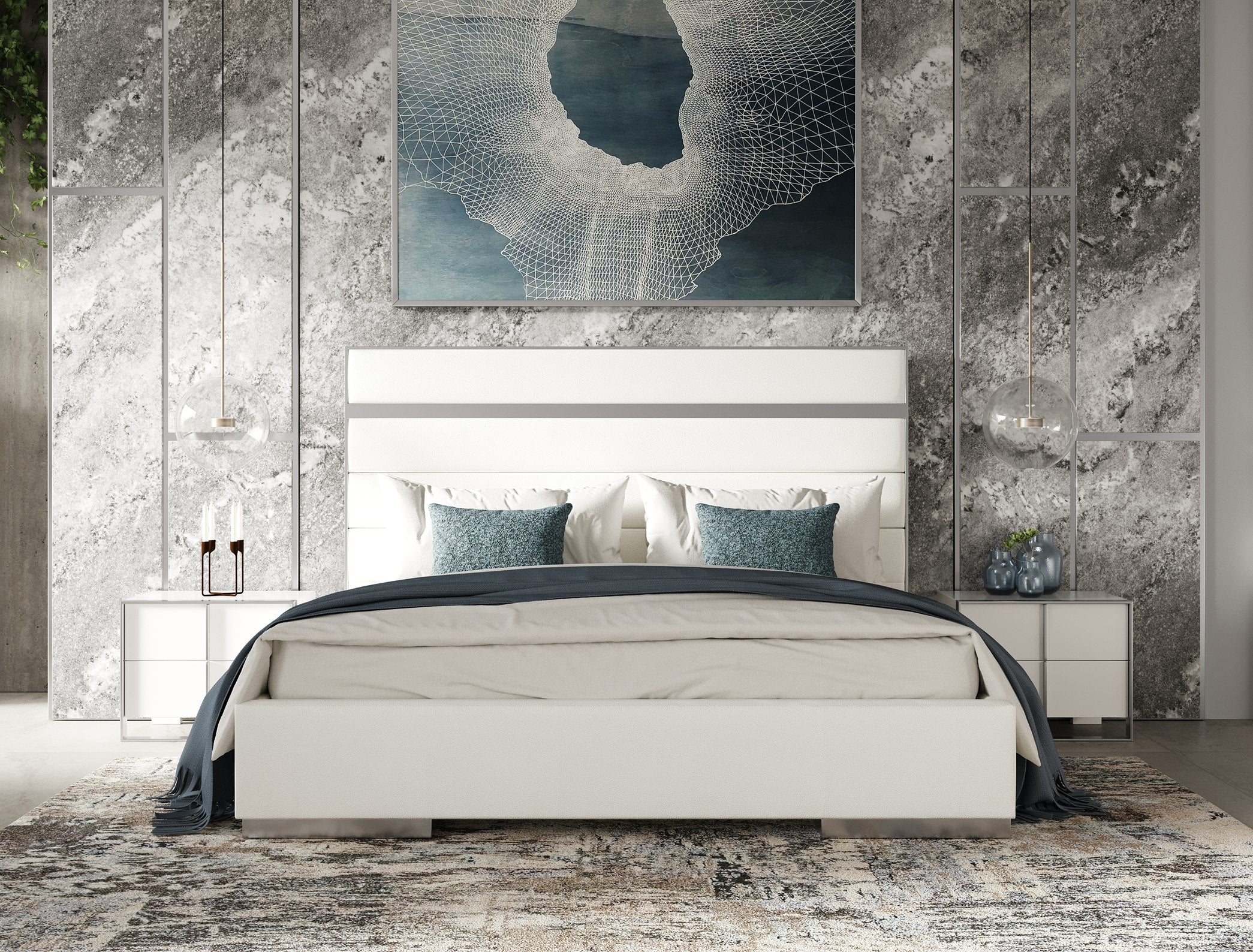 Cartier - Modern White + Stainless Steel Nightstand - image 2