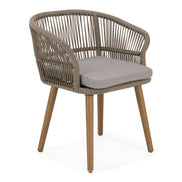 Cascais - Outdoor Light Grey Fabric + Eucalyptus Dining Chair (Set of 2) - image 2