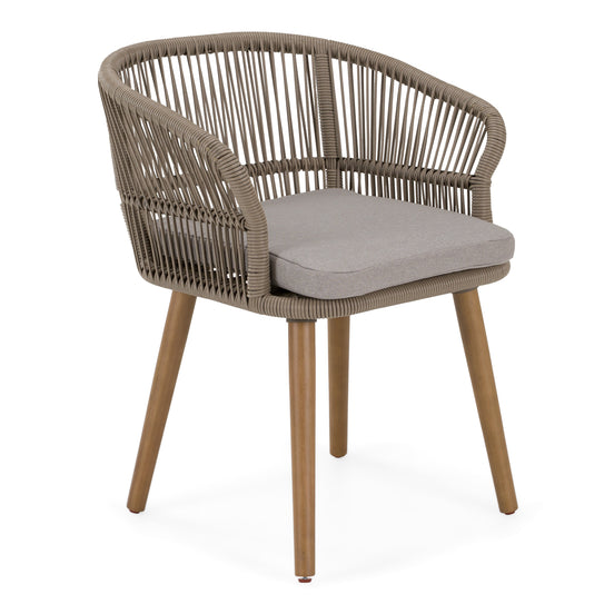 Cascais - Outdoor Light Grey Fabric + Eucalyptus Dining Chair (Set of 2) - image 2
