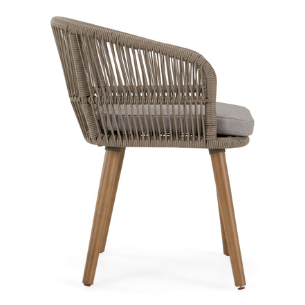 Cascais - Outdoor Light Grey Fabric + Eucalyptus Dining Chair (Set of 2) - image 3