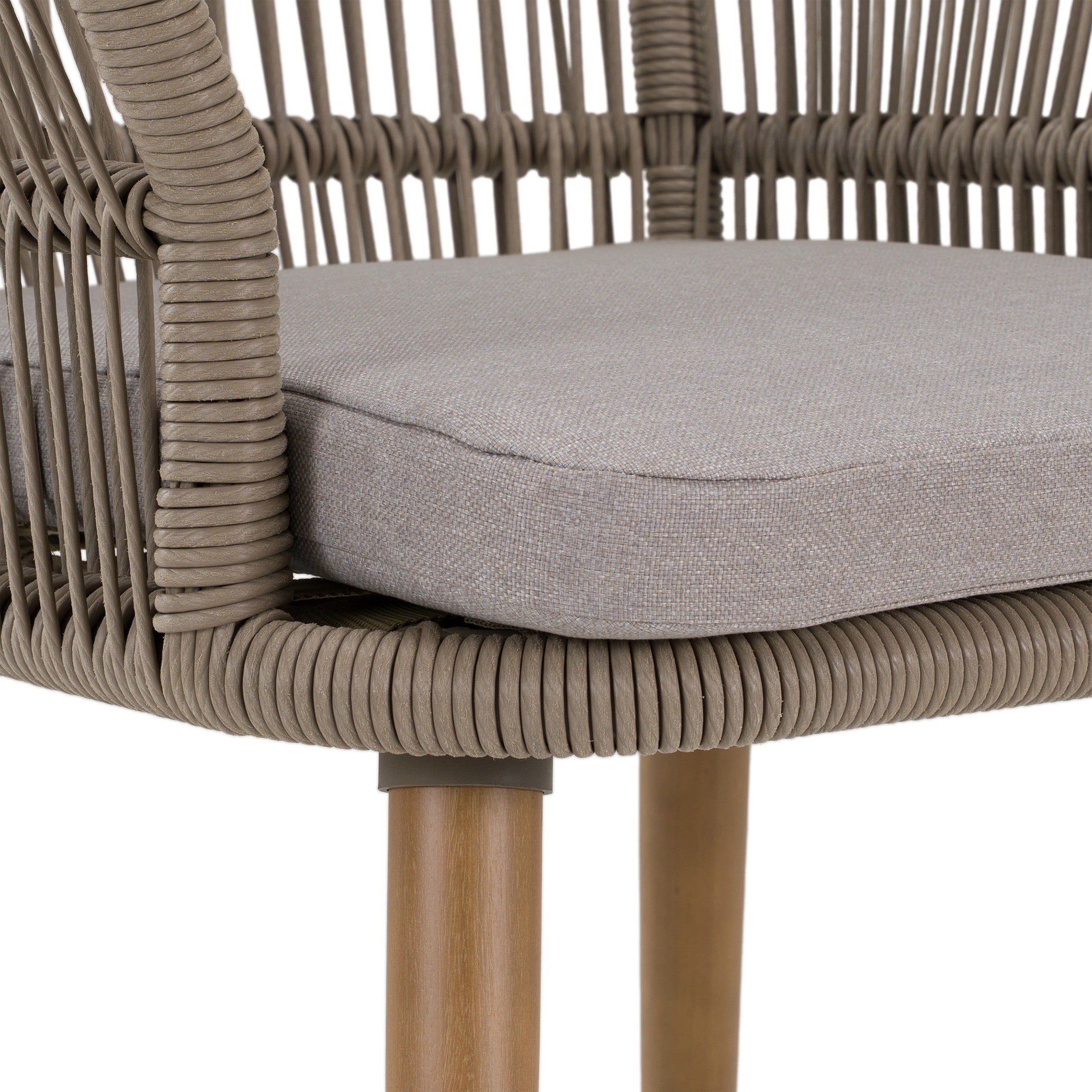 Cascais - Outdoor Light Grey Fabric + Eucalyptus Dining Chair (Set of 2) - image 5