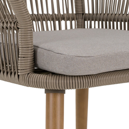 Cascais - Outdoor Light Grey Fabric + Eucalyptus Dining Chair (Set of 2) - image 5