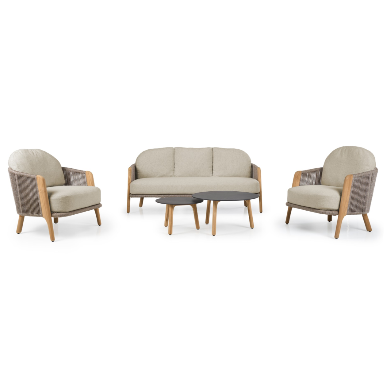 Cayman - Outdoor Beige + Teak Sofa Set - image 4