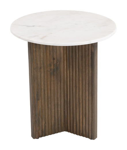 Tailo Side Table White & Brass
