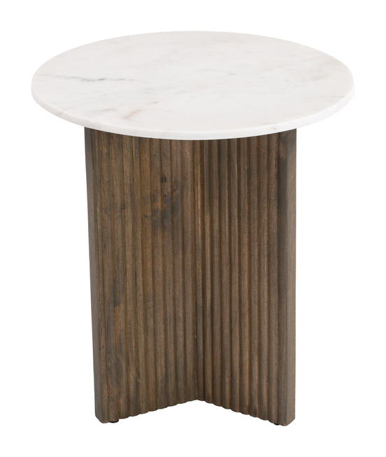 Tailo Side Table White & Brass