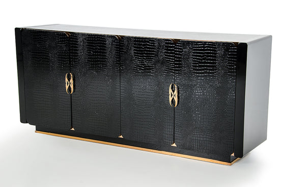 Talin Modern Black Crocodile & Rosegold Buffet - image 2