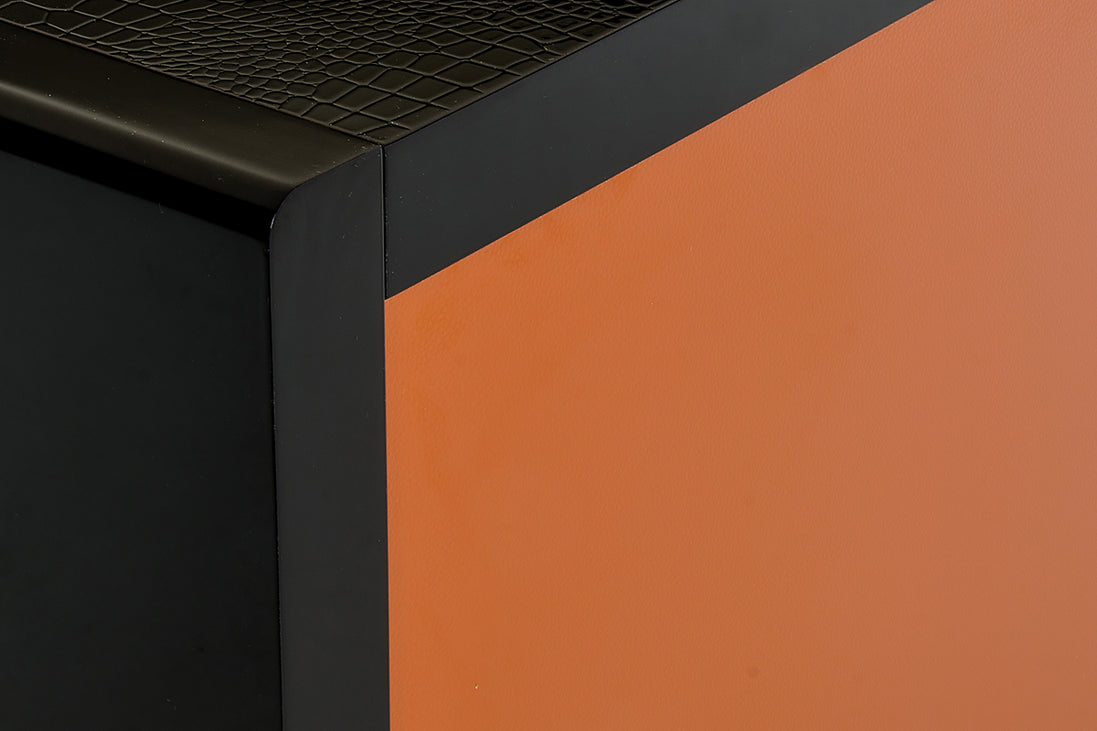 Talin Modern Black Crocodile & Rosegold Buffet