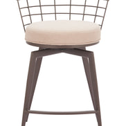 Saku Swivel Counter Stool Beige & Brown