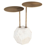 Anten Side Table Brass & White