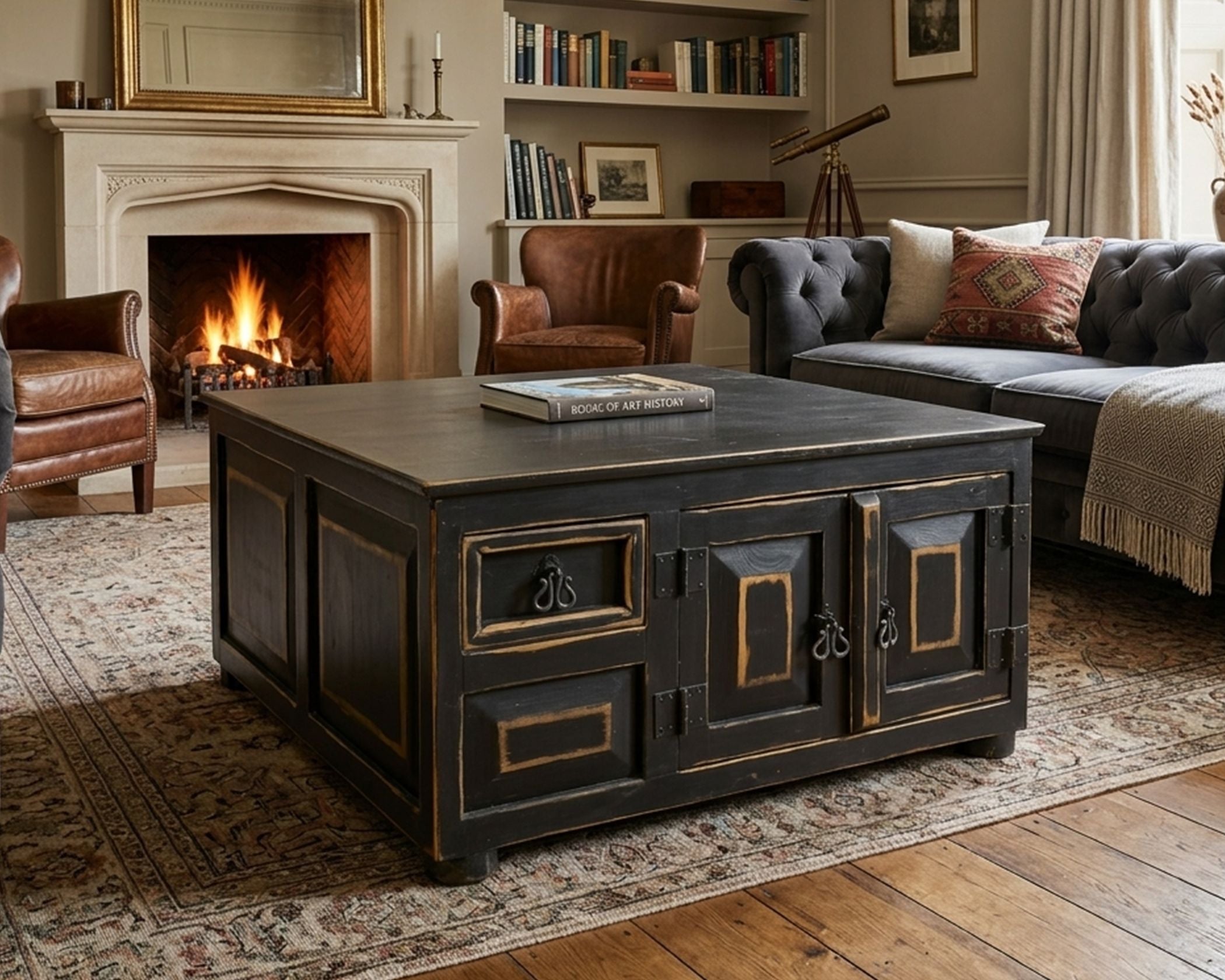 Coffee Table Black Distress