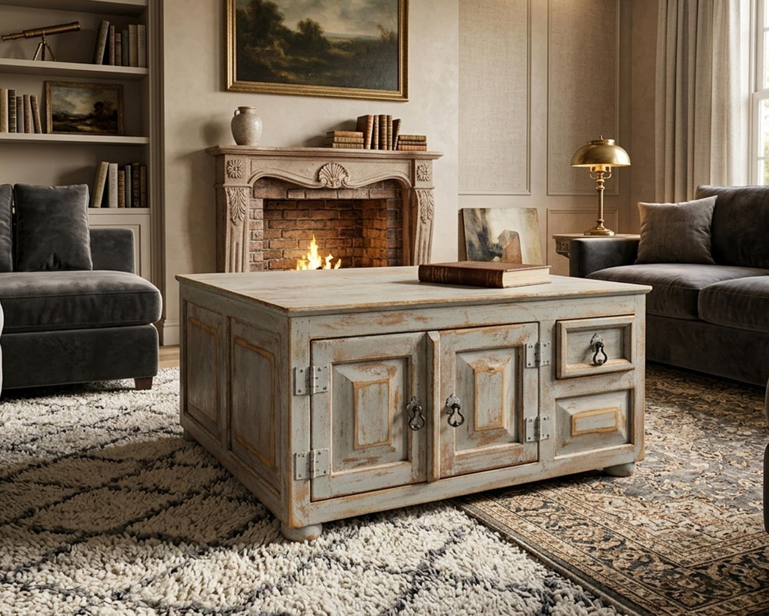 Coffee Table White Distress