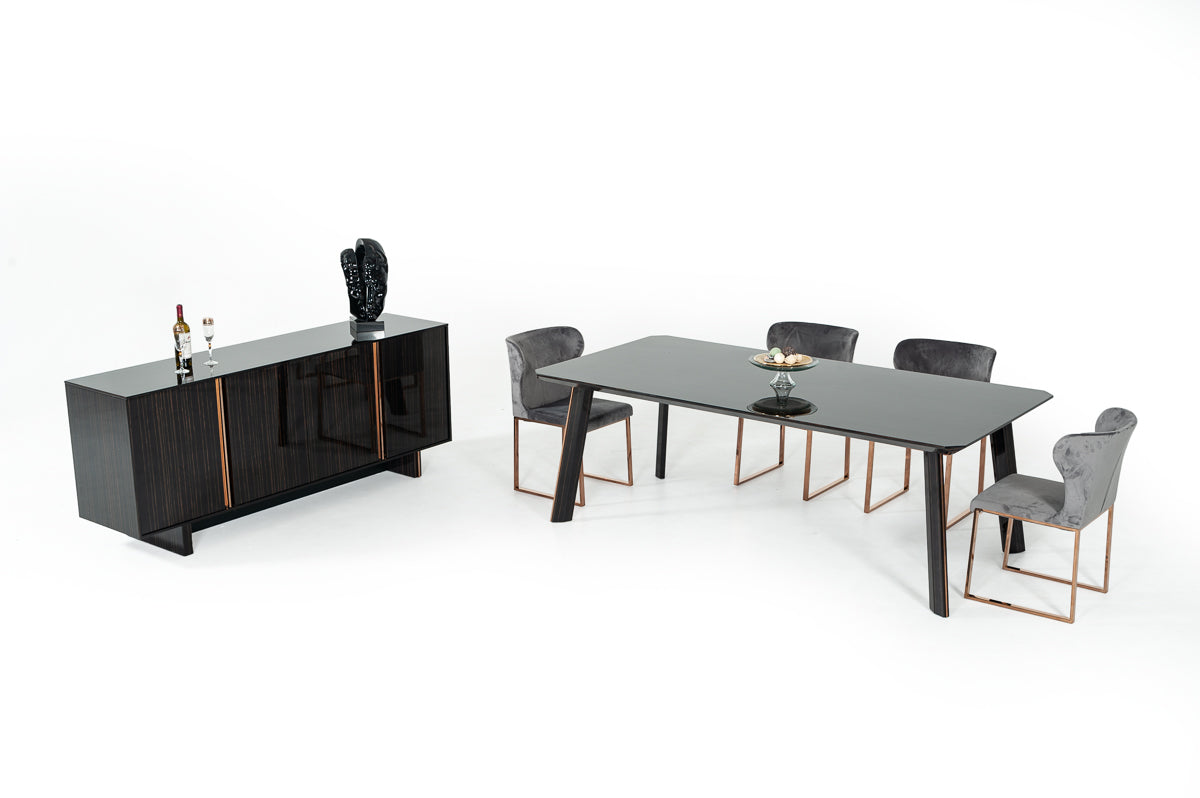 Chadwick Modern Ebony & Rosegold Dining Table - image 3