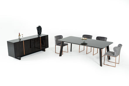 Chadwick Modern Ebony & Rosegold Dining Table - image 3
