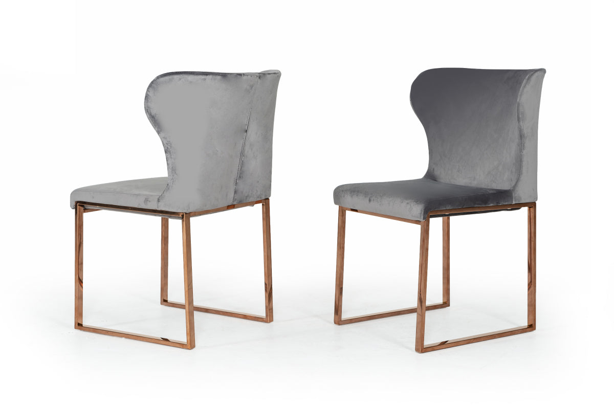 Chadwick Modern Grey Velvet & Rosegold Dining Chair - image 4