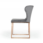 Chadwick Modern Grey Velvet & Rosegold Dining Chair