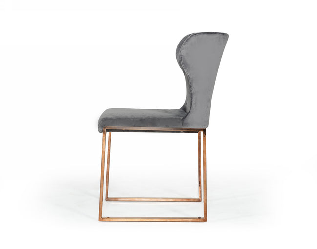 Chadwick Modern Grey Velvet & Rosegold Dining Chair